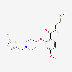 molecular formula C21H27ClN2O4S B4255486 2-({1-[(5-chloro-2-thienyl)methyl]-4-piperidinyl}oxy)-4-methoxy-N-(2-methoxyethyl)benzamide 