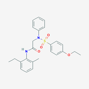 molecular formula C25H28N2O4S B425550 2-{[(4-ethoxyphenyl)sulfonyl]anilino}-N-(2-ethyl-6-methylphenyl)acetamide 