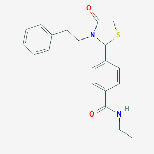molecular formula C20H22N2O2S B425551 N-ethyl-4-[4-oxo-3-(2-phenylethyl)-1,3-thiazolidin-2-yl]benzamide 