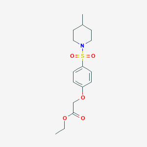 molecular formula C16H23NO5S B425552 Ethyl {4-[(4-methyl-1-piperidinyl)sulfonyl]phenoxy}acetate 