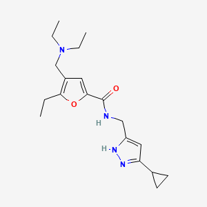 molecular formula C19H28N4O2 B4255523 N-[(5-cyclopropyl-1H-pyrazol-3-yl)methyl]-4-[(diethylamino)methyl]-5-ethyl-2-furamide 