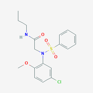 molecular formula C18H21ClN2O4S B425553 2-[5-chloro-2-methoxy(phenylsulfonyl)anilino]-N-propylacetamide 