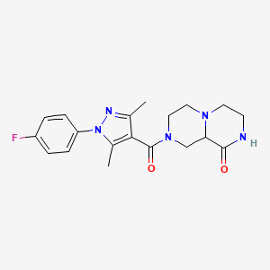 molecular formula C19H22FN5O2 B4255535 8-{[1-(4-fluorophenyl)-3,5-dimethyl-1H-pyrazol-4-yl]carbonyl}hexahydro-2H-pyrazino[1,2-a]pyrazin-1(6H)-one 