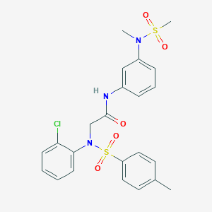 molecular formula C23H24ClN3O5S2 B425556 2-{2-chloro[(4-methylphenyl)sulfonyl]anilino}-N-{3-[methyl(methylsulfonyl)amino]phenyl}acetamide 