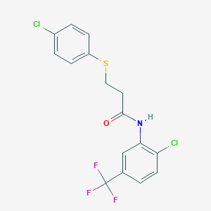molecular formula C16H12Cl2F3NOS B425559 3-[(4-chlorophenyl)sulfanyl]-N-[2-chloro-5-(trifluoromethyl)phenyl]propanamide 