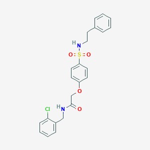 molecular formula C23H23ClN2O4S B425560 N-(2-chlorobenzyl)-2-(4-{[(2-phenylethyl)amino]sulfonyl}phenoxy)acetamide 