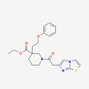 molecular formula C23H27N3O4S B4255607 ethyl 1-(imidazo[2,1-b][1,3]thiazol-6-ylacetyl)-3-(2-phenoxyethyl)-3-piperidinecarboxylate 