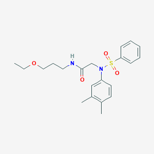molecular formula C21H28N2O4S B425562 2-[3,4-dimethyl(phenylsulfonyl)anilino]-N-(3-ethoxypropyl)acetamide 