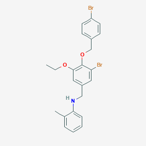 molecular formula C23H23Br2NO2 B425563 N-{3-bromo-4-[(4-bromobenzyl)oxy]-5-ethoxybenzyl}-2-methylaniline 
