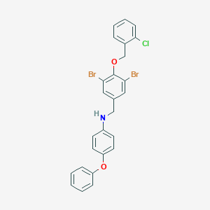 molecular formula C26H20Br2ClNO2 B425566 N-{3,5-dibromo-4-[(2-chlorobenzyl)oxy]benzyl}-N-(4-phenoxyphenyl)amine 