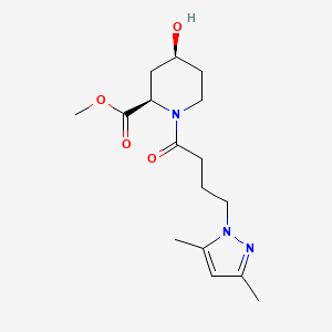 molecular formula C16H25N3O4 B4255667 methyl (2R*,4S*)-1-[4-(3,5-dimethyl-1H-pyrazol-1-yl)butanoyl]-4-hydroxypiperidine-2-carboxylate 