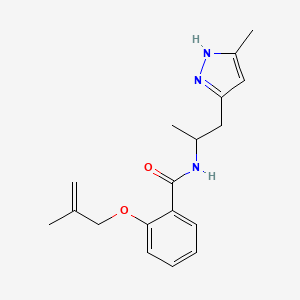 N-[1-methyl-2-(3-methyl-1H-pyrazol-5-yl)ethyl]-2-[(2-methylprop-2-en-1-yl)oxy]benzamide