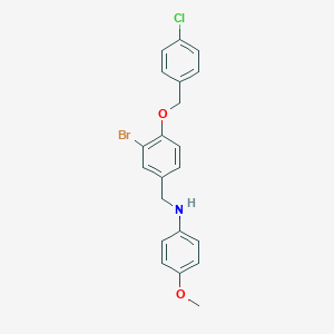 molecular formula C21H19BrClNO2 B425573 N-{3-bromo-4-[(4-chlorobenzyl)oxy]benzyl}-N-(4-methoxyphenyl)amine 