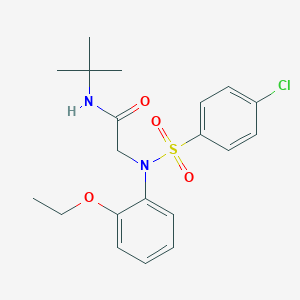 molecular formula C20H25ClN2O4S B425574 N-(tert-butyl)-2-{[(4-chlorophenyl)sulfonyl]-2-ethoxyanilino}acetamide 