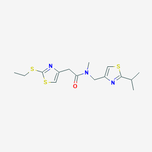 molecular formula C15H21N3OS3 B4255773 2-[2-(ethylthio)-1,3-thiazol-4-yl]-N-[(2-isopropyl-1,3-thiazol-4-yl)methyl]-N-methylacetamide 