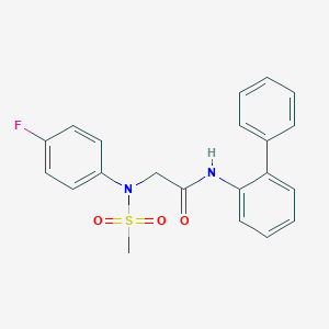 molecular formula C21H19FN2O3S B425578 N-[1,1'-biphenyl]-2-yl-2-[4-fluoro(methylsulfonyl)anilino]acetamide 