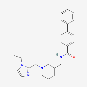 molecular formula C25H30N4O B4255792 N-({1-[(1-ethyl-1H-imidazol-2-yl)methyl]-3-piperidinyl}methyl)-4-biphenylcarboxamide 