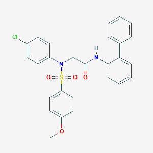 molecular formula C27H23ClN2O4S B425583 N-biphenyl-2-yl-N~2~-(4-chlorophenyl)-N~2~-[(4-methoxyphenyl)sulfonyl]glycinamide 