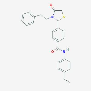 molecular formula C26H26N2O2S B425584 N-(4-ethylphenyl)-4-[4-oxo-3-(2-phenylethyl)-1,3-thiazolidin-2-yl]benzamide 