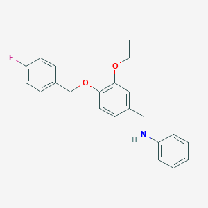 molecular formula C22H22FNO2 B425587 N-{3-ethoxy-4-[(4-fluorobenzyl)oxy]benzyl}aniline 