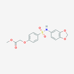 molecular formula C16H15NO7S B425588 Methyl {4-[(1,3-benzodioxol-5-ylamino)sulfonyl]phenoxy}acetate 