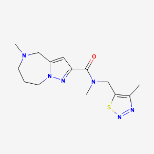 molecular formula C14H20N6OS B4255887 N,5-dimethyl-N-[(4-methyl-1,2,3-thiadiazol-5-yl)methyl]-5,6,7,8-tetrahydro-4H-pyrazolo[1,5-a][1,4]diazepine-2-carboxamide 