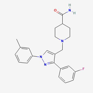 molecular formula C23H25FN4O B4255904 1-{[3-(3-fluorophenyl)-1-(3-methylphenyl)-1H-pyrazol-4-yl]methyl}-4-piperidinecarboxamide 