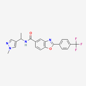 molecular formula C21H17F3N4O2 B4255969 N-[1-(1-methyl-1H-pyrazol-4-yl)ethyl]-2-[4-(trifluoromethyl)phenyl]-1,3-benzoxazole-5-carboxamide 