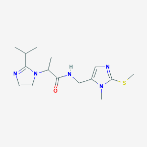 molecular formula C15H23N5OS B4255982 2-(2-isopropyl-1H-imidazol-1-yl)-N-{[1-methyl-2-(methylthio)-1H-imidazol-5-yl]methyl}propanamide 