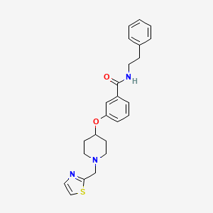 molecular formula C24H27N3O2S B4255987 N-(2-phenylethyl)-3-{[1-(1,3-thiazol-2-ylmethyl)-4-piperidinyl]oxy}benzamide 