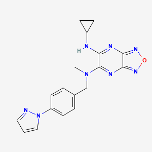 molecular formula C18H18N8O B4256002 N'-cyclopropyl-N-methyl-N-[4-(1H-pyrazol-1-yl)benzyl][1,2,5]oxadiazolo[3,4-b]pyrazine-5,6-diamine 