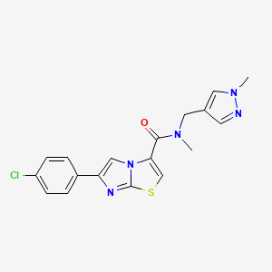 molecular formula C18H16ClN5OS B4256011 6-(4-chlorophenyl)-N-methyl-N-[(1-methyl-1H-pyrazol-4-yl)methyl]imidazo[2,1-b][1,3]thiazole-3-carboxamide 