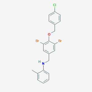 molecular formula C21H18Br2ClNO B425610 N-{3,5-dibromo-4-[(4-chlorobenzyl)oxy]benzyl}-2-methylaniline 