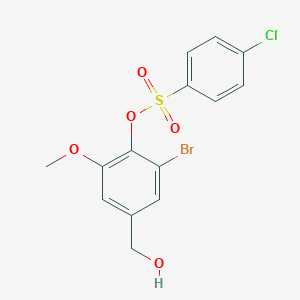 molecular formula C14H12BrClO5S B425615 2-Bromo-4-(hydroxymethyl)-6-methoxyphenyl 4-chlorobenzenesulfonate 