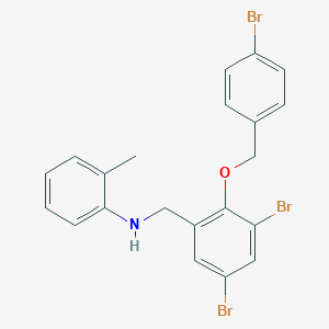 molecular formula C21H18Br3NO B425616 N-{3,5-dibromo-2-[(4-bromobenzyl)oxy]benzyl}-2-methylaniline 