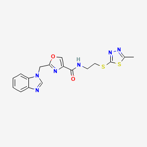 2-(1H-benzimidazol-1-ylmethyl)-N-{2-[(5-methyl-1,3,4-thiadiazol-2-yl)thio]ethyl}-1,3-oxazole-4-carboxamide