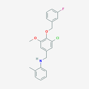 molecular formula C22H21ClFNO2 B425619 N-{3-chloro-4-[(3-fluorobenzyl)oxy]-5-methoxybenzyl}-2-methylaniline 