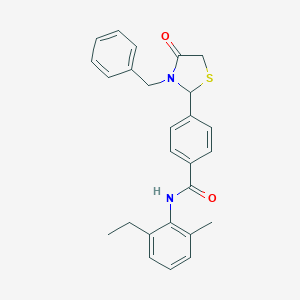 molecular formula C26H26N2O2S B425620 4-(3-benzyl-4-oxo-1,3-thiazolidin-2-yl)-N-(2-ethyl-6-methylphenyl)benzamide 