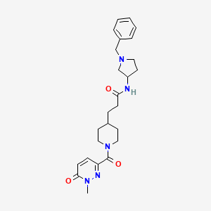 molecular formula C25H33N5O3 B4256218 N-(1-benzyl-3-pyrrolidinyl)-3-{1-[(1-methyl-6-oxo-1,6-dihydro-3-pyridazinyl)carbonyl]-4-piperidinyl}propanamide 