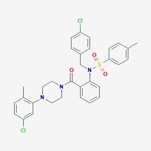 molecular formula C32H31Cl2N3O3S B425624 N-(4-chlorobenzyl)-N-(2-{[4-(5-chloro-2-methylphenyl)-1-piperazinyl]carbonyl}phenyl)-4-methylbenzenesulfonamide 
