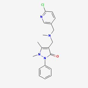 molecular formula C19H21ClN4O B4256240 4-{[[(6-chloropyridin-3-yl)methyl](methyl)amino]methyl}-1,5-dimethyl-2-phenyl-1,2-dihydro-3H-pyrazol-3-one 
