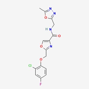 molecular formula C15H12ClFN4O4 B4256271 2-[(2-chloro-4-fluorophenoxy)methyl]-N-[(5-methyl-1,3,4-oxadiazol-2-yl)methyl]-1,3-oxazole-4-carboxamide 