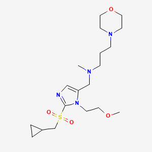 molecular formula C19H34N4O4S B4256310 N-{[2-[(cyclopropylmethyl)sulfonyl]-1-(2-methoxyethyl)-1H-imidazol-5-yl]methyl}-N-methyl-3-(4-morpholinyl)-1-propanamine 