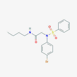 molecular formula C18H21BrN2O3S B425632 2-[4-bromo(phenylsulfonyl)anilino]-N-butylacetamide 