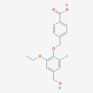 molecular formula C17H17IO5 B425634 4-{[2-Ethoxy-4-(hydroxymethyl)-6-iodophenoxy]methyl}benzoic acid 