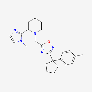 molecular formula C24H31N5O B4256348 2-(1-methyl-1H-imidazol-2-yl)-1-({3-[1-(4-methylphenyl)cyclopentyl]-1,2,4-oxadiazol-5-yl}methyl)piperidine 