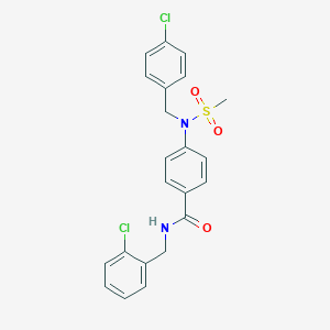 molecular formula C22H20Cl2N2O3S B425635 N-(2-chlorobenzyl)-4-[(4-chlorobenzyl)(methylsulfonyl)amino]benzamide 