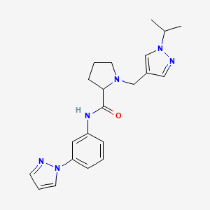 molecular formula C21H26N6O B4256371 1-[(1-isopropyl-1H-pyrazol-4-yl)methyl]-N-[3-(1H-pyrazol-1-yl)phenyl]prolinamide 