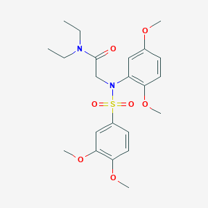 molecular formula C22H30N2O7S B425638 2-{[(3,4-dimethoxyphenyl)sulfonyl]-2,5-dimethoxyanilino}-N,N-diethylacetamide 