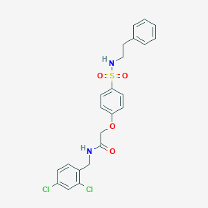 molecular formula C23H22Cl2N2O4S B425642 N-(2,4-dichlorobenzyl)-2-(4-{[(2-phenylethyl)amino]sulfonyl}phenoxy)acetamide 